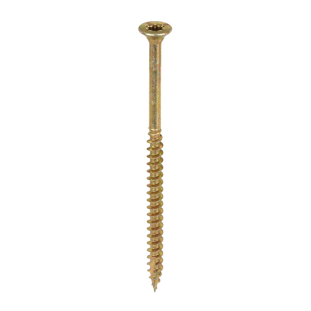 This is an image of Timco - C2 Clamp-Fix Screws - TX - Double Countersunk with Ribs - Twin-Cut - Yellow 4.5 x 80mm - (200 PCS Box) 45080C2C