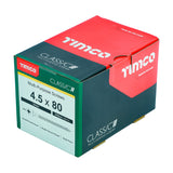 This is an image of Timco - Classic Multi-Purpose Screws - PZ - Double Countersunk - Yellow 4.5 x 80mm - (200 PCS Box) 45080CLAF