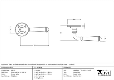 From The Anvil - Pewter Regency Lever on Rose Set | Sku. 45120 | Trade Door Handles.