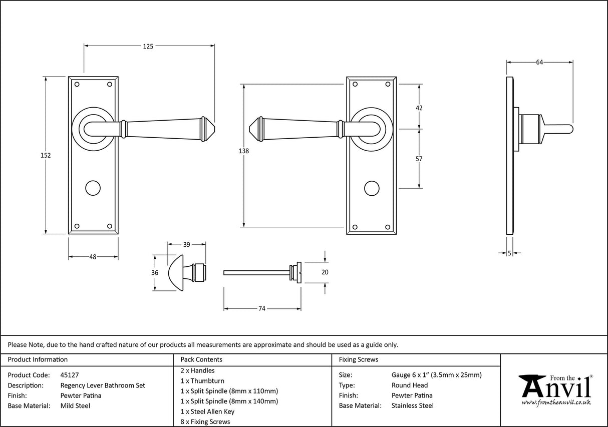From The Anvil - Pewter Regency Lever Bathroom Set | Sku. 45127 | Trade Door Handles.