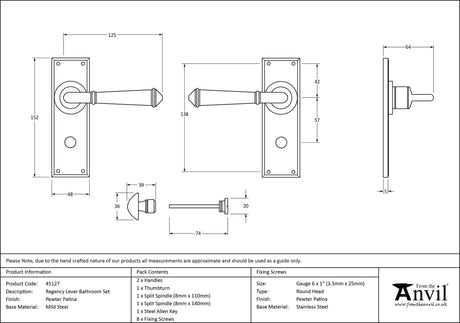 From The Anvil - Pewter Regency Lever Bathroom Set | Sku. 45127 | Trade Door Handles.