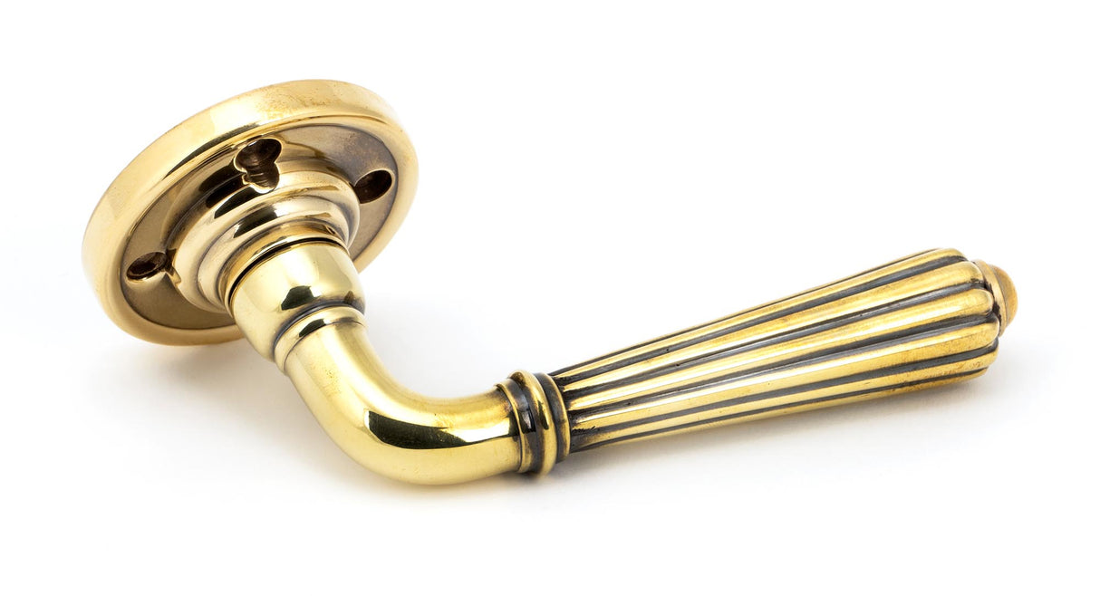 From The Anvil - Aged Brass Hinton Lever on Rose Set | Sku. 45309 | Trade Door Handles.