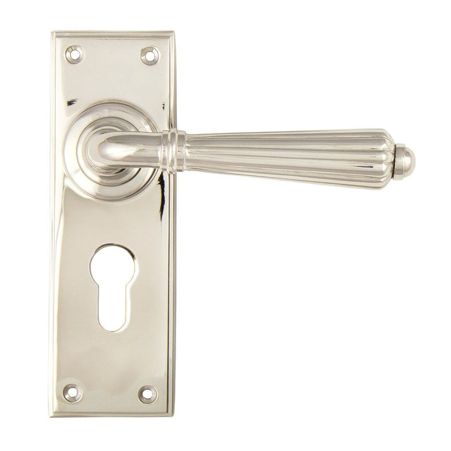 From The Anvil - Polished Nickel Hinton Lever Euro Lock Set | Sku. 45325 | Trade Door Handles.