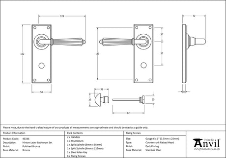 From The Anvil - Polished Bronze Hinton Lever Bathroom Set | Sku. 45336 | Trade Door Handles.