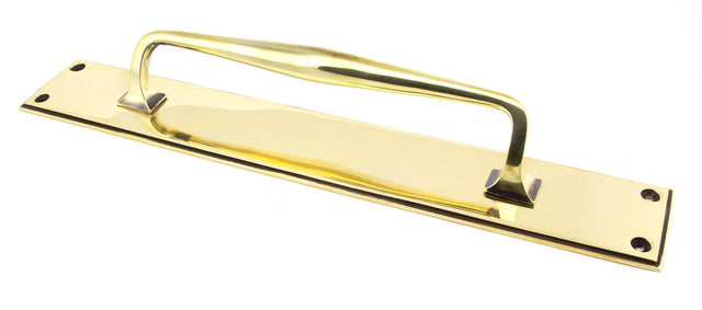 From The Anvil - Aged Brass 425mm Art Deco Pull Handle on Backplate | Sku. 45374 | Trade Door Handles.