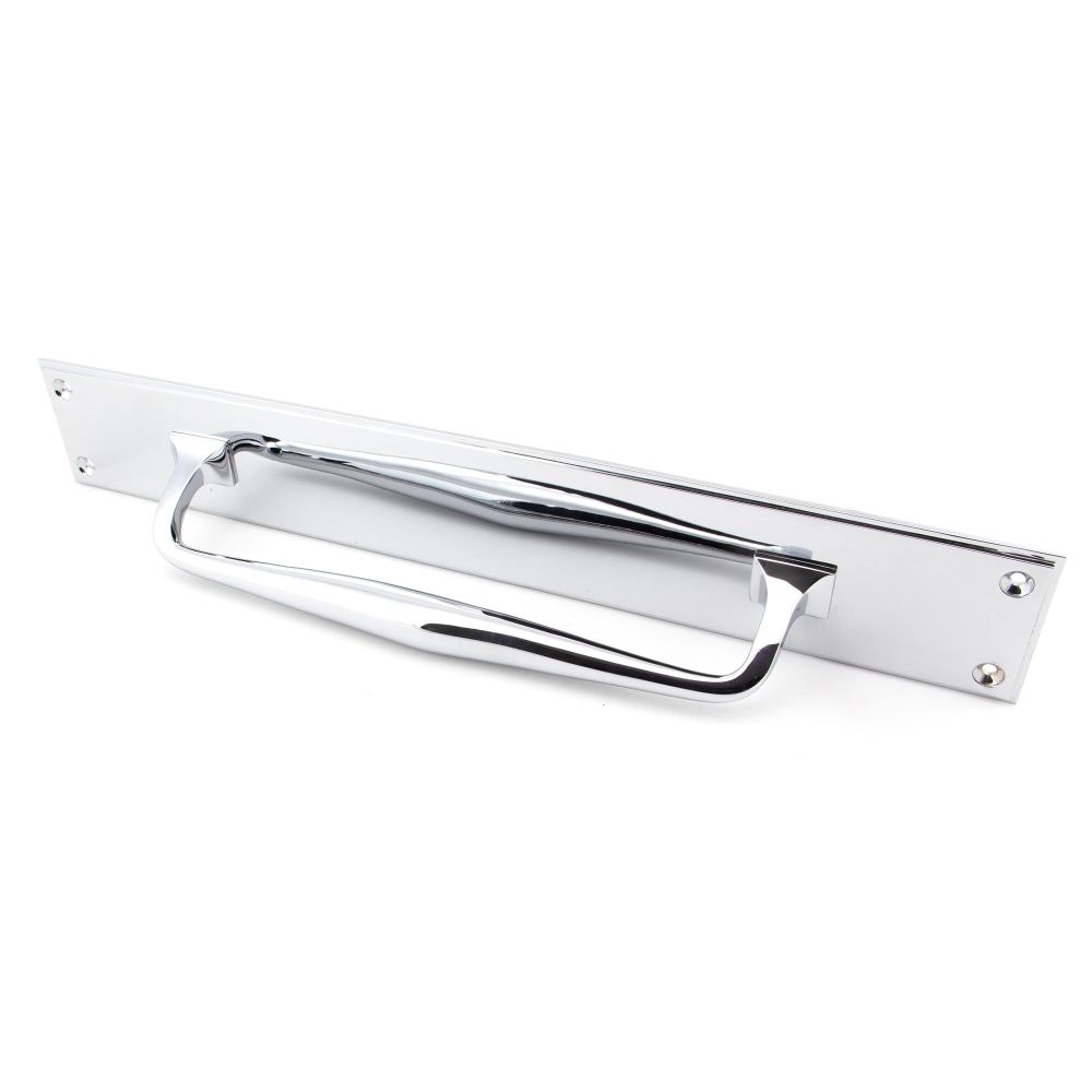 From The Anvil - Polished Chrome 425mm Art Deco Pull Handle on Backplate | Sku. 45375 | Trade Door Handles.