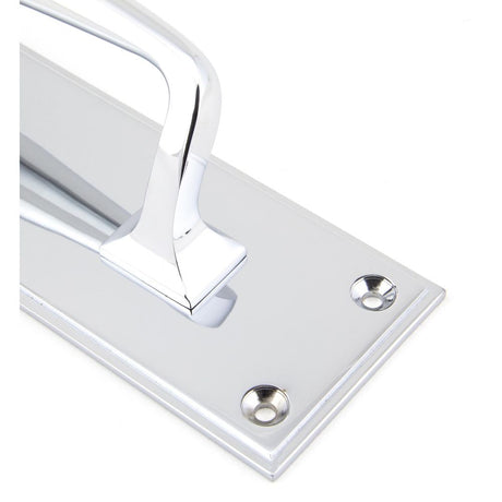 From The Anvil - Polished Chrome 425mm Art Deco Pull Handle on Backplate | Sku. 45375 | Trade Door Handles.