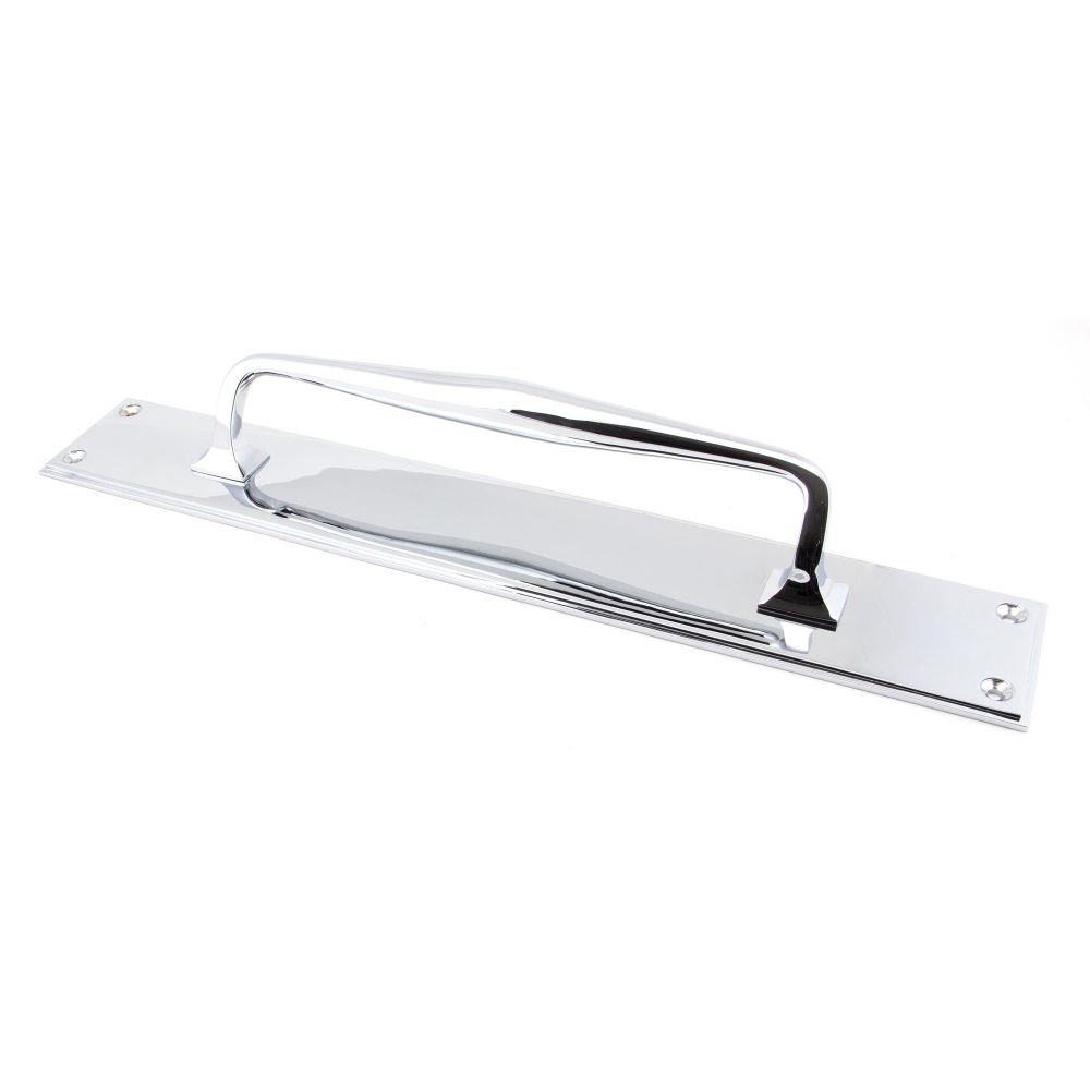 From The Anvil - Polished Chrome 425mm Art Deco Pull Handle on Backplate | Sku. 45375 | Trade Door Handles.