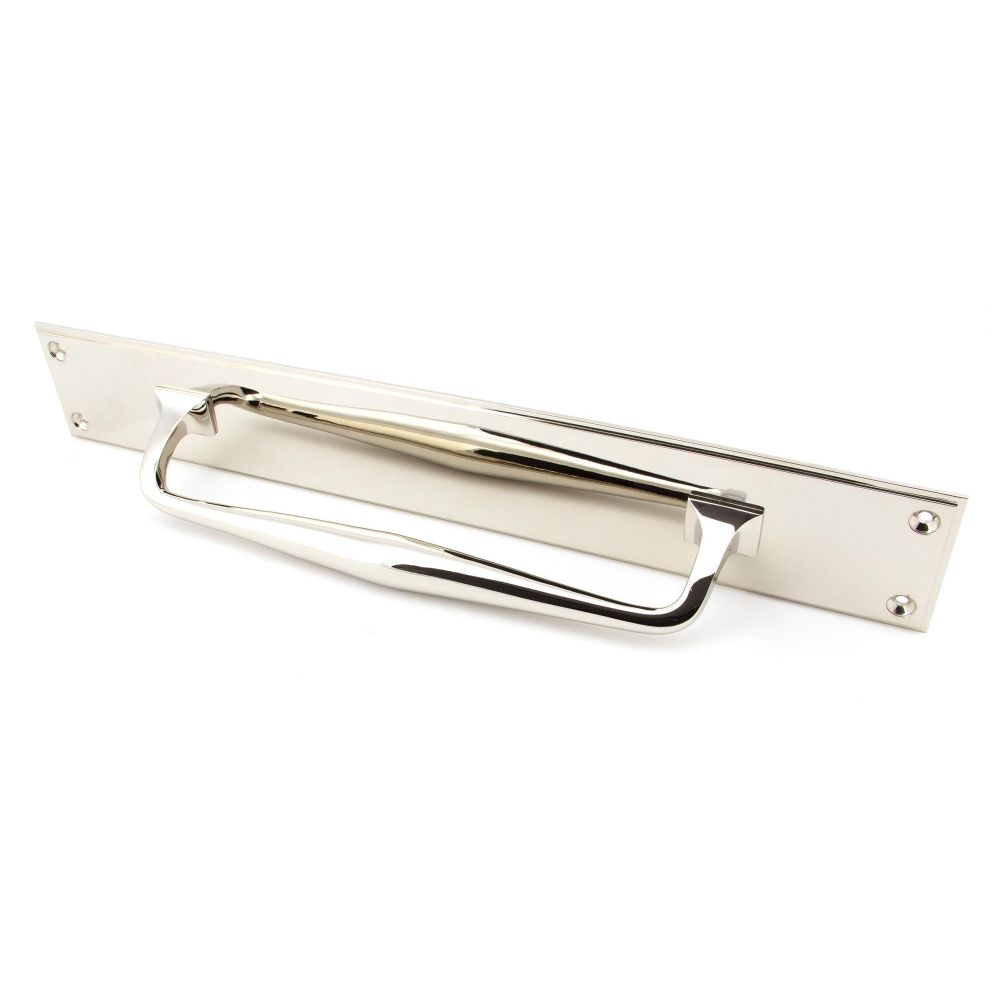 From The Anvil - Polished Nickel 425mm Art Deco Pull Handle on Backplate | Sku. 45376 | Trade Door Handles.