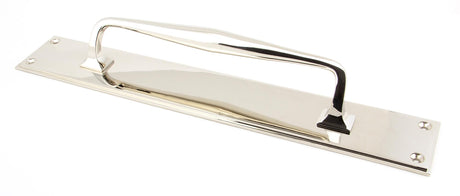 From The Anvil - Polished Nickel 425mm Art Deco Pull Handle on Backplate | Sku. 45376 | Trade Door Handles.