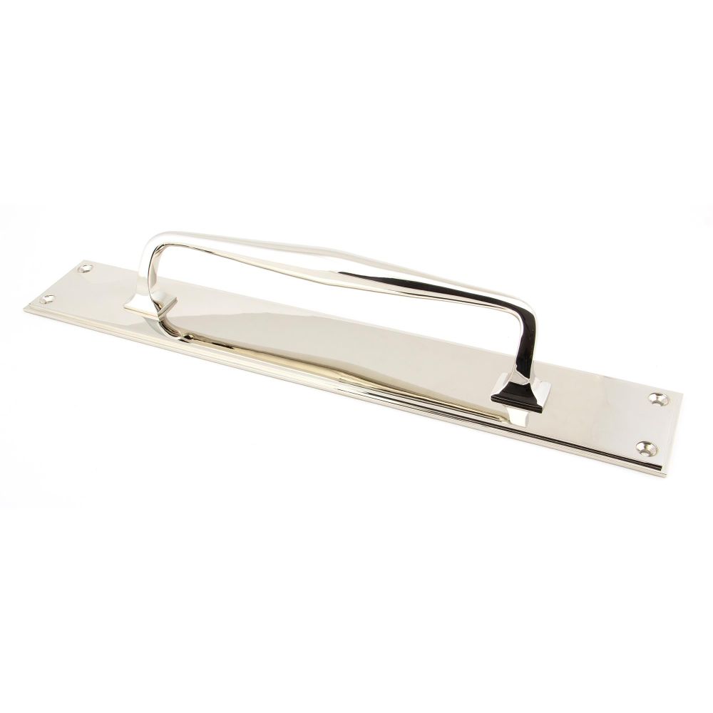 From The Anvil - Polished Nickel 425mm Art Deco Pull Handle on Backplate | Sku. 45376 | Trade Door Handles.
