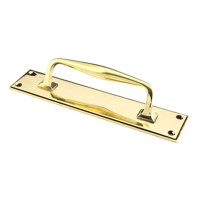 From The Anvil - Aged Brass 300mm Art Deco Pull Handle on Backplate | Sku. 45379 | Trade Door Handles.