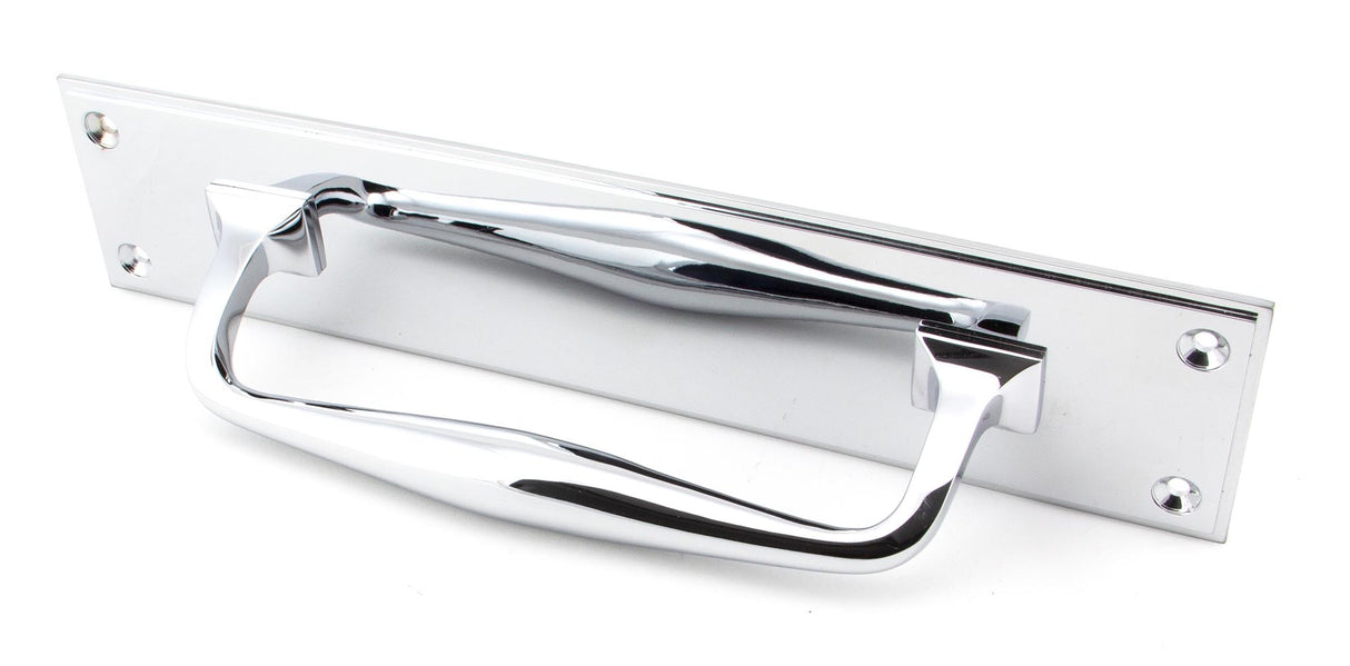 From The Anvil - Polished Chrome 300mm Art Deco Pull Handle on Backplate | Sku. 45380 | Trade Door Handles.