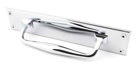From The Anvil - Polished Chrome 300mm Art Deco Pull Handle on Backplate | Sku. 45380 | Trade Door Handles.
