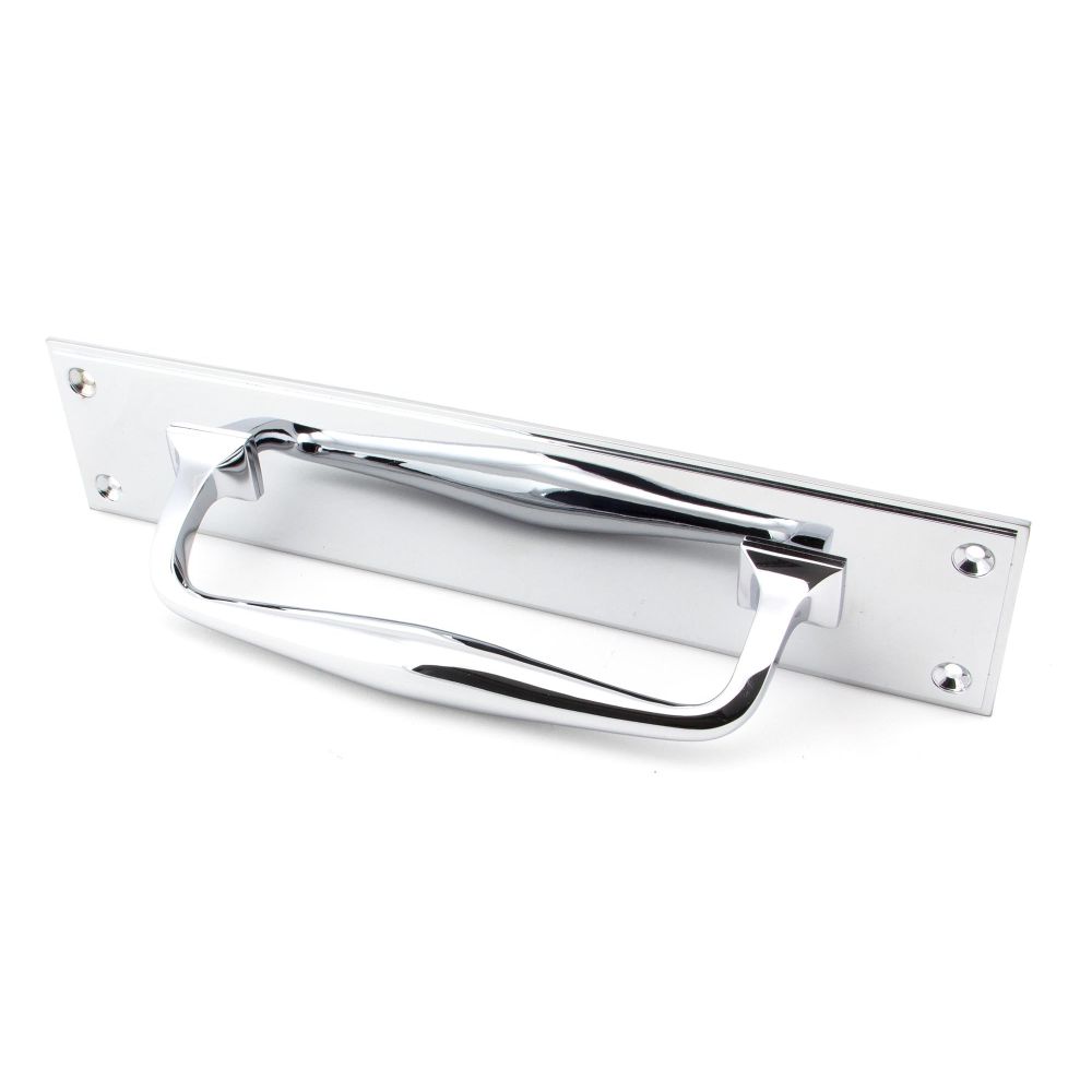 From The Anvil - Polished Chrome 300mm Art Deco Pull Handle on Backplate | Sku. 45380 | Trade Door Handles.