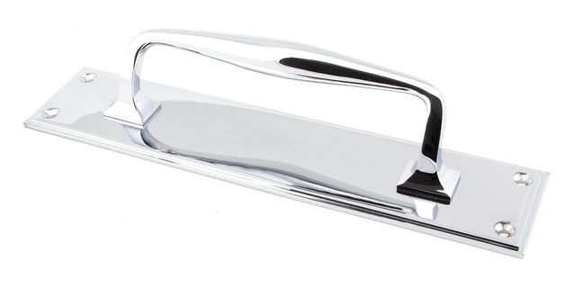 From The Anvil - Polished Chrome 300mm Art Deco Pull Handle on Backplate | Sku. 45380 | Trade Door Handles.