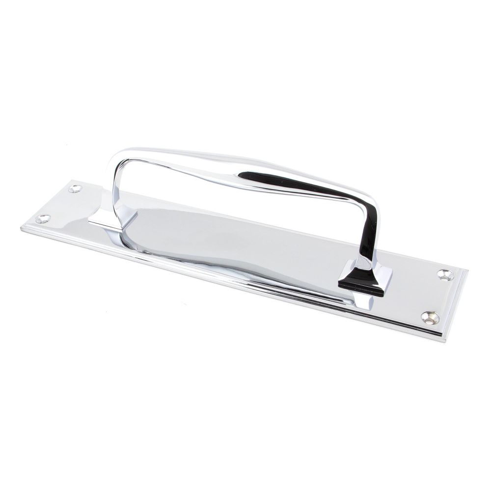 From The Anvil - Polished Chrome 300mm Art Deco Pull Handle on Backplate | Sku. 45380 | Trade Door Handles.