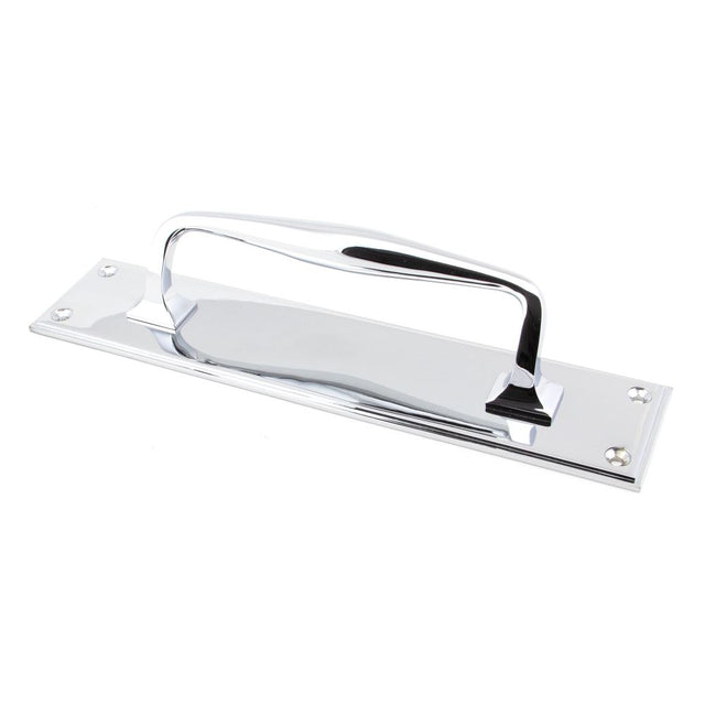 From The Anvil - Polished Chrome 300mm Art Deco Pull Handle on Backplate | Sku. 45380 | Trade Door Handles.