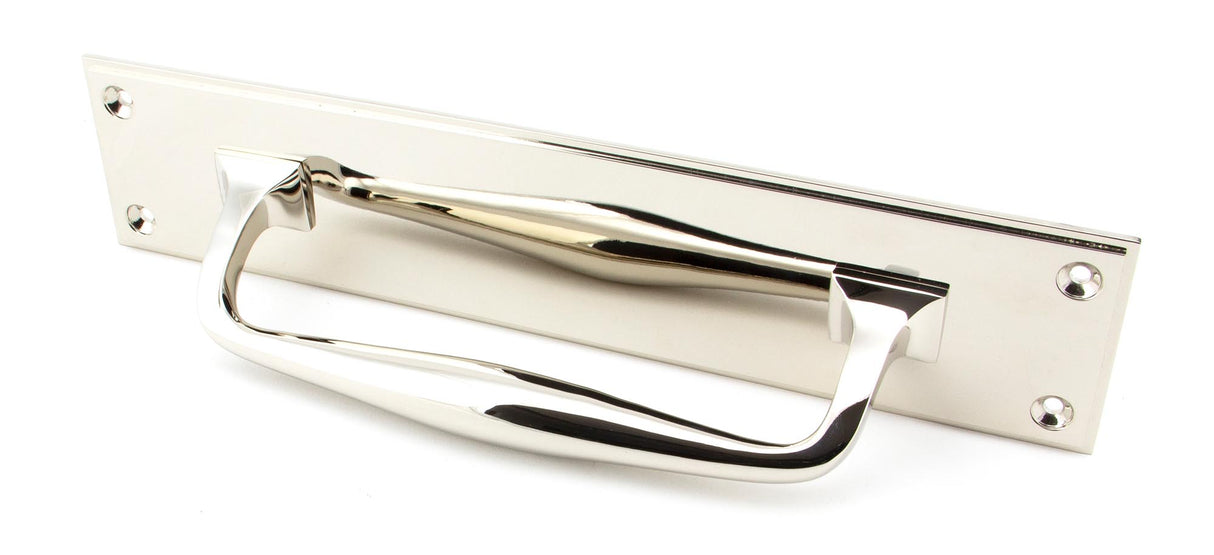 From The Anvil - Polished Nickel 300mm Art Deco Pull Handle on Backplate | Sku. 45381 | Trade Door Handles.