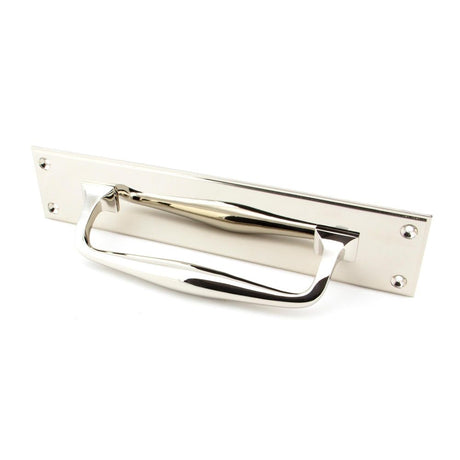 From The Anvil - Polished Nickel 300mm Art Deco Pull Handle on Backplate | Sku. 45381 | Trade Door Handles.