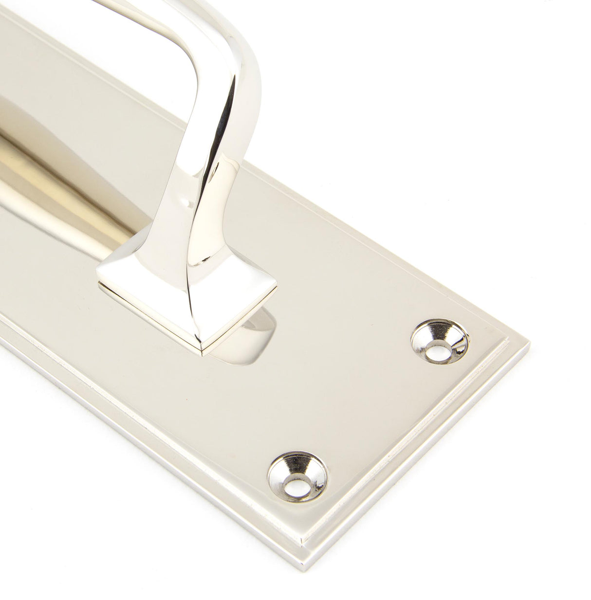 From The Anvil - Polished Nickel 300mm Art Deco Pull Handle on Backplate | Sku. 45381 | Trade Door Handles.