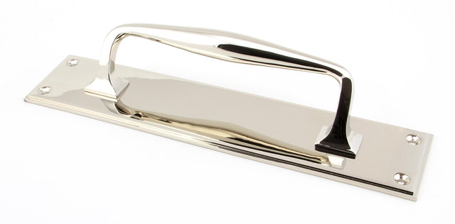 From The Anvil - Polished Nickel 300mm Art Deco Pull Handle on Backplate | Sku. 45381 | Trade Door Handles.