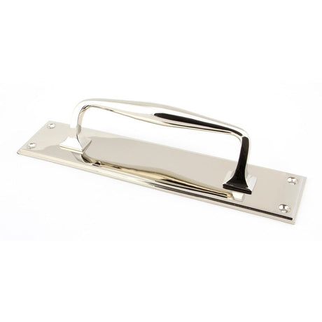 From The Anvil - Polished Nickel 300mm Art Deco Pull Handle on Backplate | Sku. 45381 | Trade Door Handles.