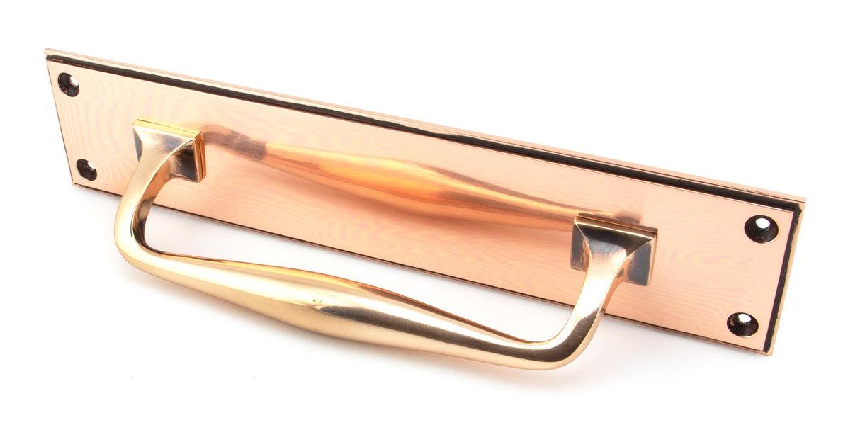 From The Anvil - Polished Bronze 300mm Art Deco Pull Handle on Backplate | Sku. 45383 | Trade Door Handles.