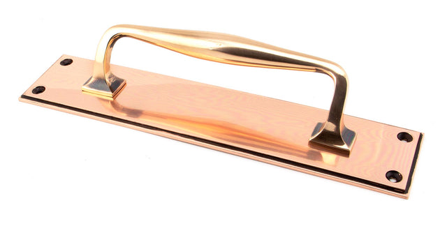 From The Anvil - Polished Bronze 300mm Art Deco Pull Handle on Backplate | Sku. 45383 | Trade Door Handles.