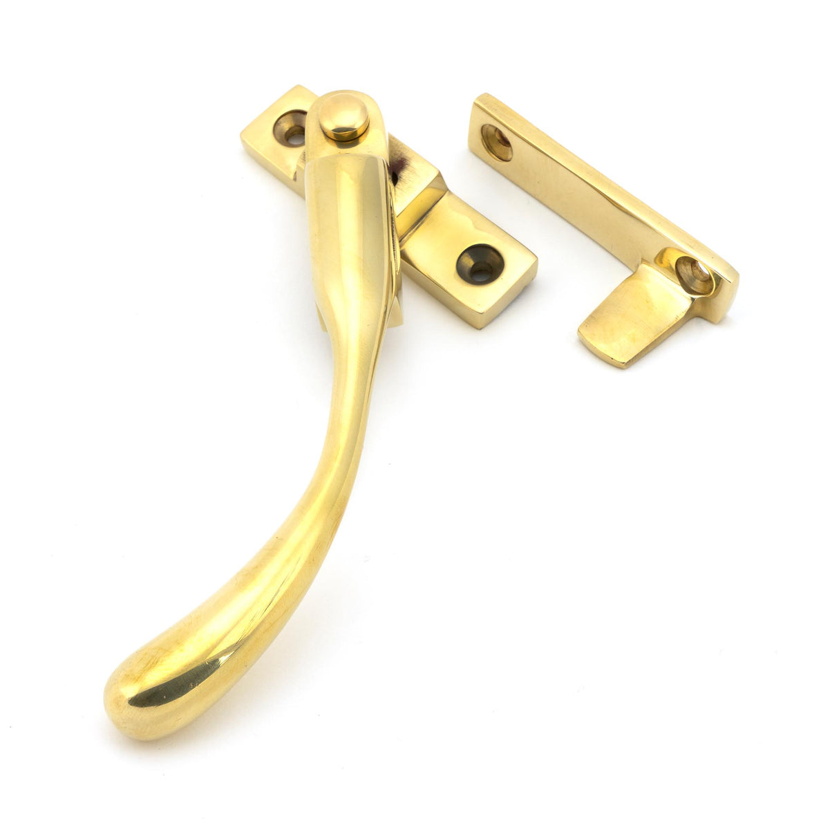 From The Anvil - Polished Brass Night-Vent Locking Peardrop Fastener - LH | Sku. 45396 | Trade Door Handles.