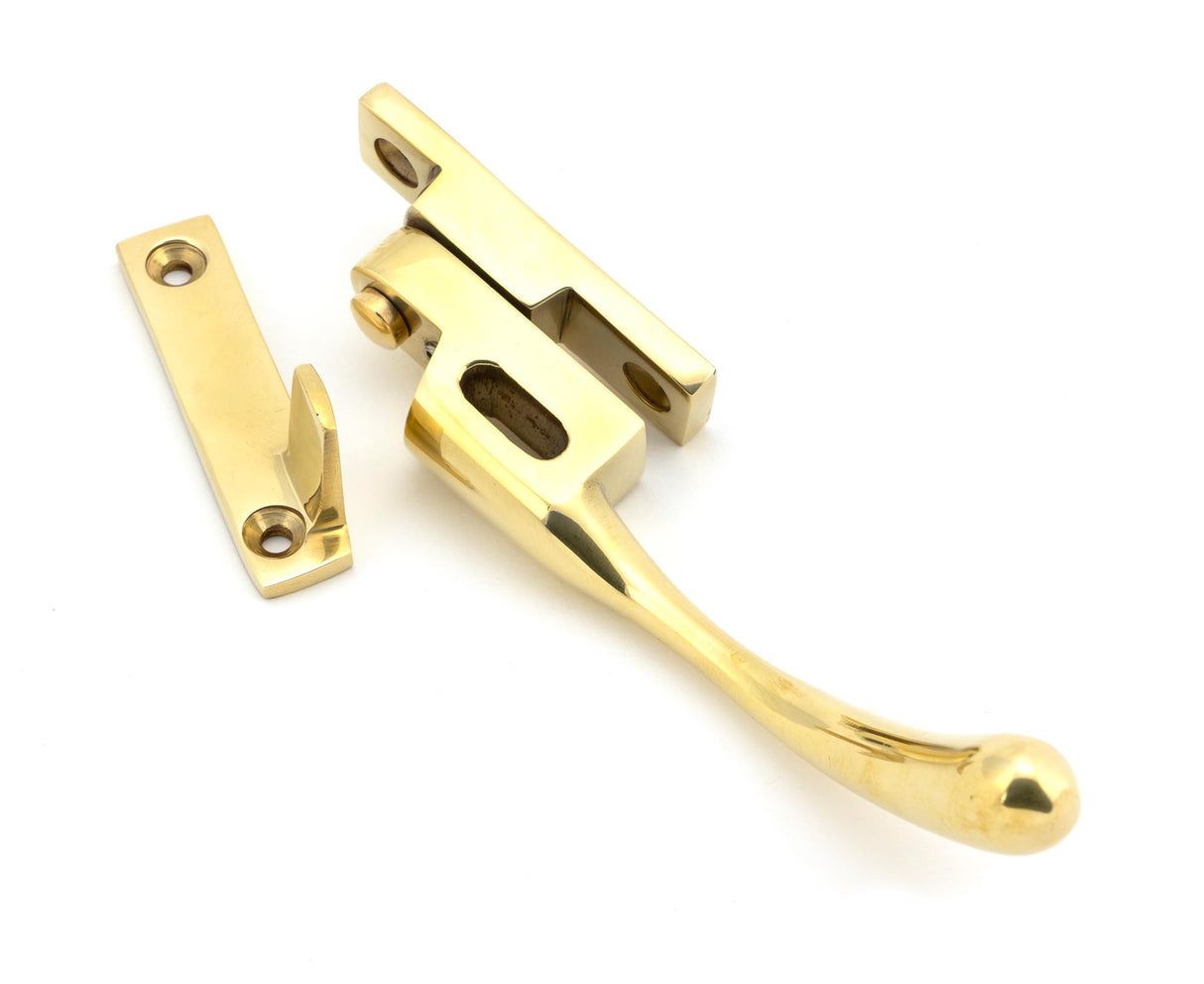 From The Anvil - Polished Brass Night-Vent Locking Peardrop Fastener - RH | Sku. 45397 | Trade Door Handles.