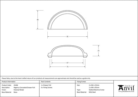 From The Anvil - Polished Nickel Regency Concealed Drawer Pull | Sku. 45406 | Trade Door Handles.