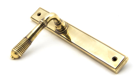 From The Anvil - Aged Brass Reeded Slimline Lever Espag. Latch Set | Sku. 45419 | Trade Door Handles.
