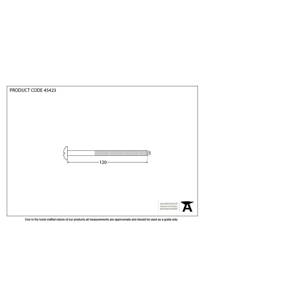 From The Anvil - Satin Chrome M5 x 120mm Male Bolt (1) | Sku. 45423 | Trade Door Handles.