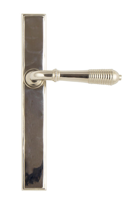 From The Anvil - Polished Nickel Reeded Slimline Lever Espag. Latch Set | Sku. 45425 | Trade Door Handles.