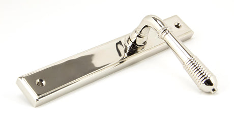 From The Anvil - Polished Nickel Reeded Slimline Lever Espag. Latch Set | Sku. 45425 | Trade Door Handles.