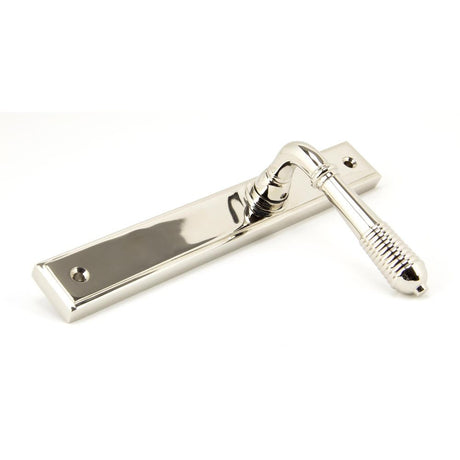 From The Anvil - Polished Nickel Reeded Slimline Lever Espag. Latch Set | Sku. 45425 | Trade Door Handles.