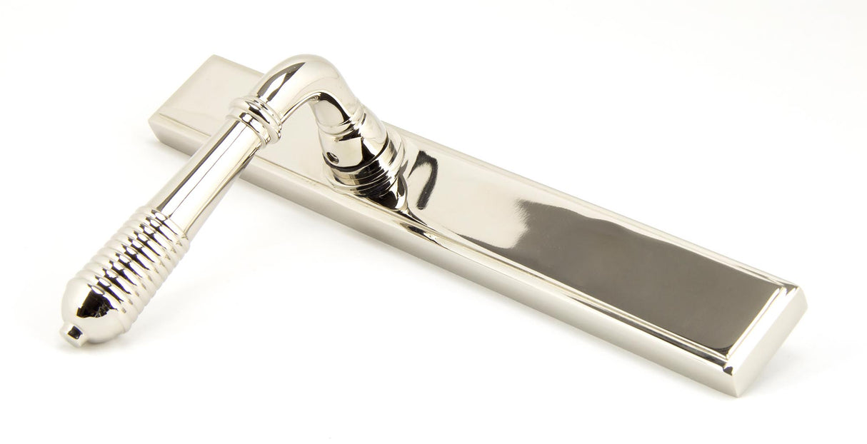 From The Anvil - Polished Nickel Reeded Slimline Lever Espag. Latch Set | Sku. 45425 | Trade Door Handles.