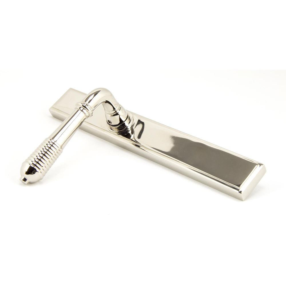 From The Anvil - Polished Nickel Reeded Slimline Lever Espag. Latch Set | Sku. 45425 | Trade Door Handles.