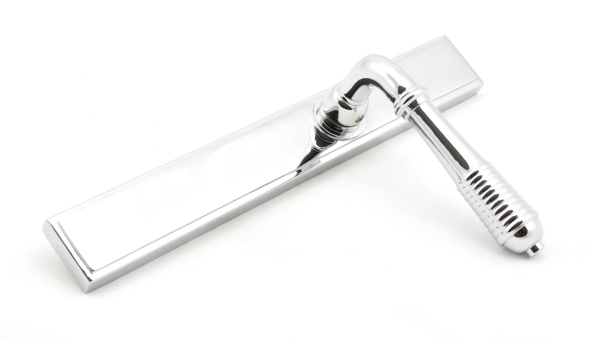 From The Anvil - Polished Chrome Reeded Slimline Lever Espag. Latch Set | Sku. 45426 | Trade Door Handles.