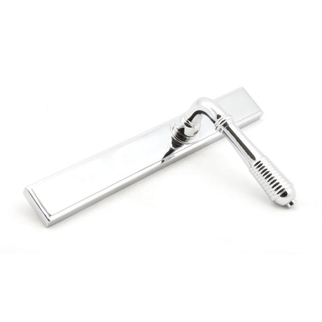 From The Anvil - Polished Chrome Reeded Slimline Lever Espag. Latch Set | Sku. 45426 | Trade Door Handles.