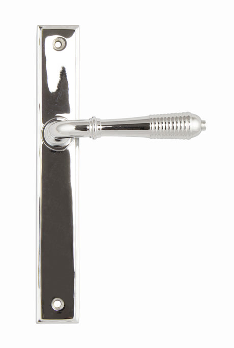 From The Anvil - Polished Chrome Reeded Slimline Lever Espag. Latch Set | Sku. 45426 | Trade Door Handles.