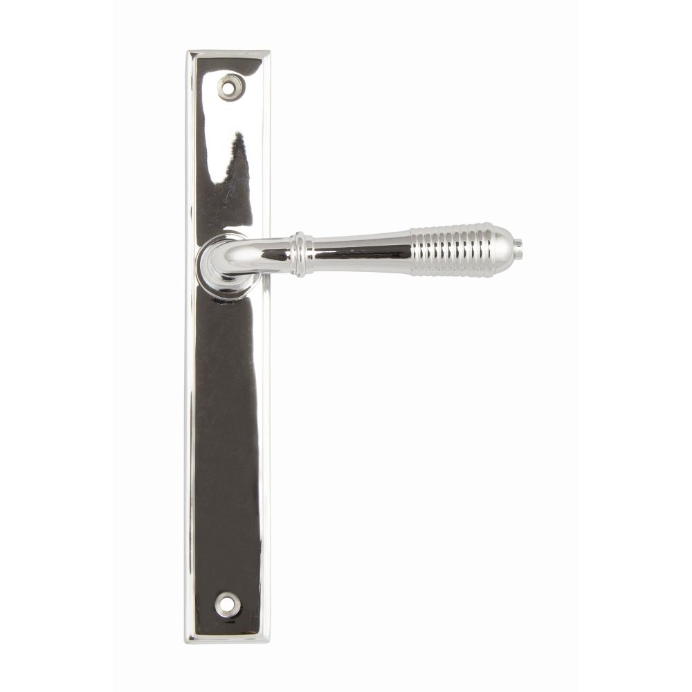 From The Anvil - Polished Chrome Reeded Slimline Lever Espag. Latch Set | Sku. 45426 | Trade Door Handles.