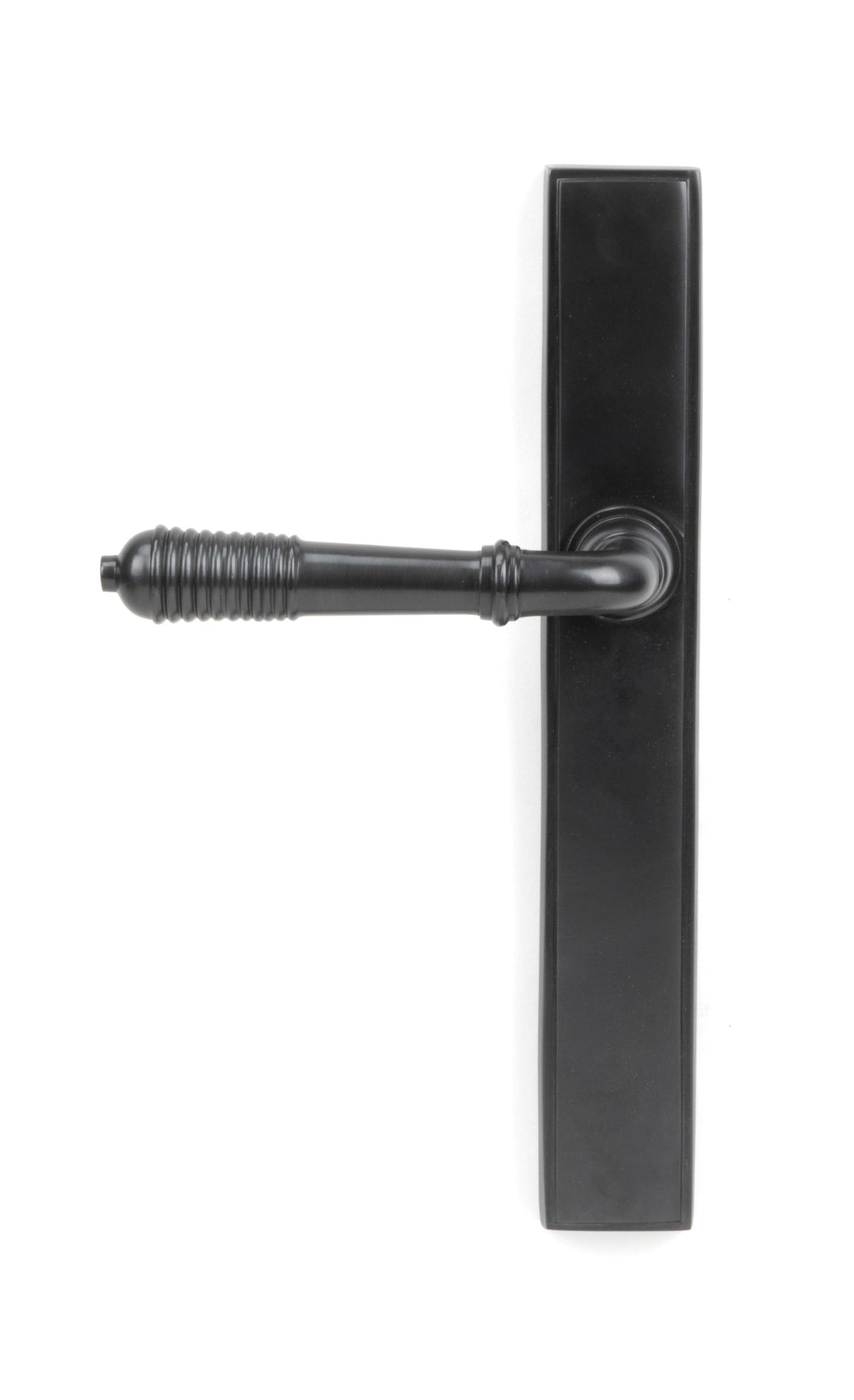 From The Anvil - Aged Bronze Reeded Slimline Lever Espag. Latch Set | Sku. 45427 | Trade Door Handles.