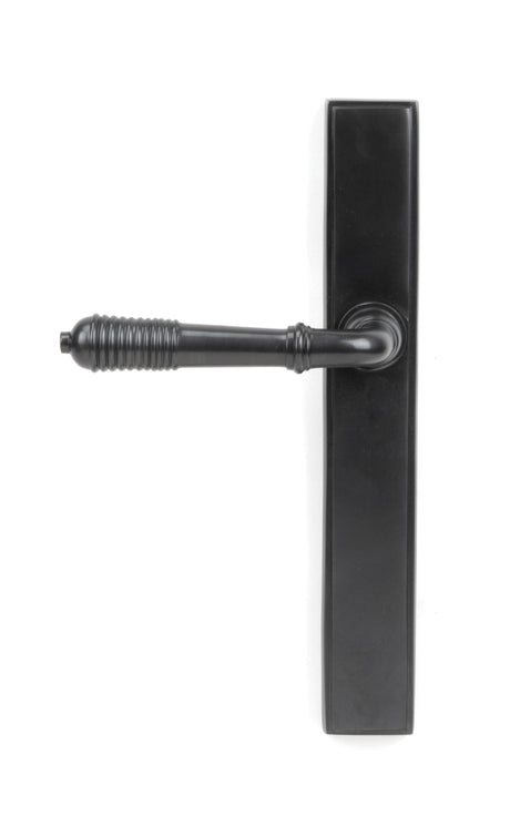 From The Anvil - Aged Bronze Reeded Slimline Lever Espag. Latch Set | Sku. 45427 | Trade Door Handles.