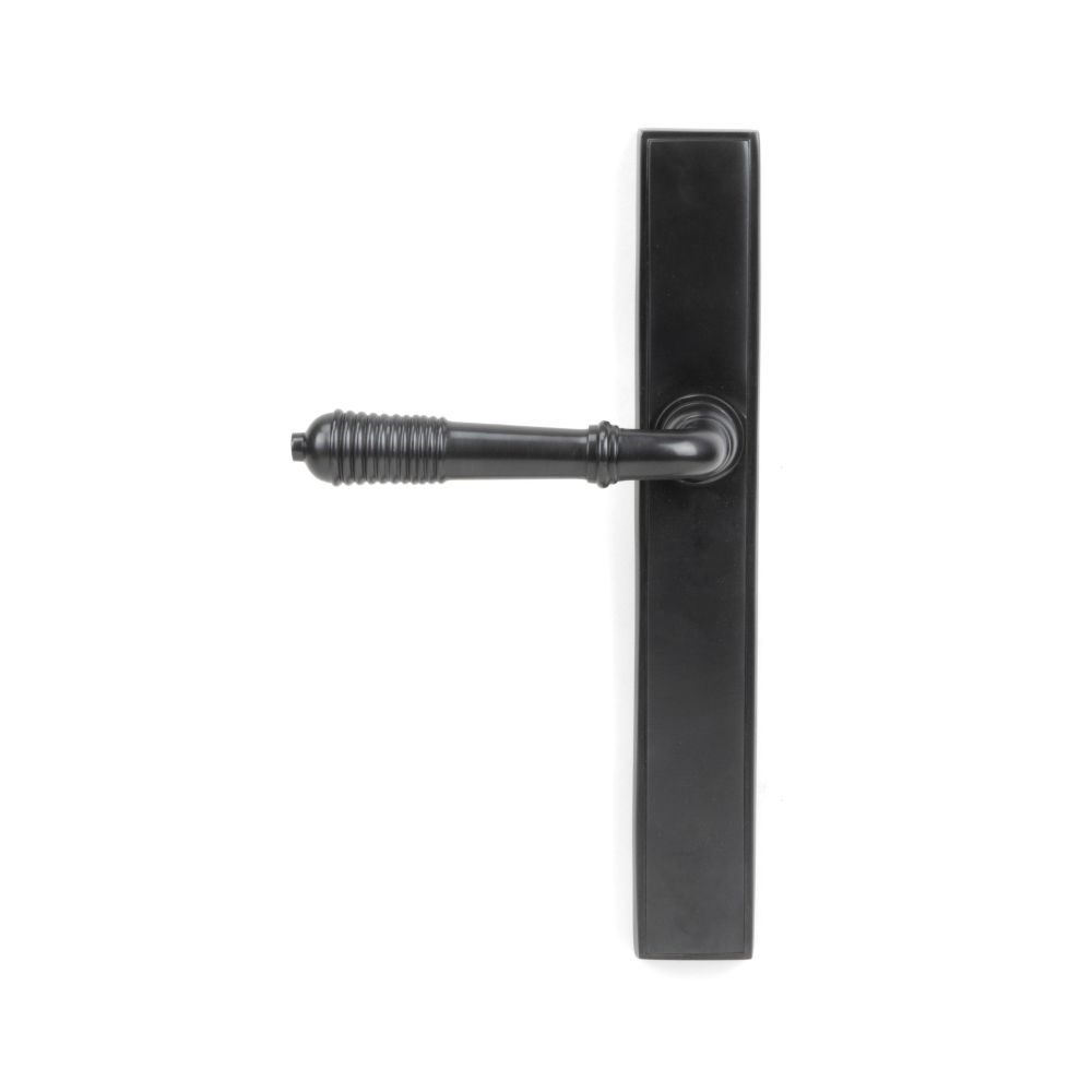 From The Anvil - Aged Bronze Reeded Slimline Lever Espag. Latch Set | Sku. 45427 | Trade Door Handles.