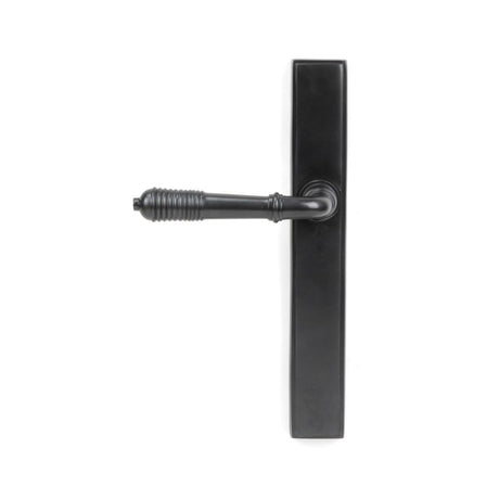 From The Anvil - Aged Bronze Reeded Slimline Lever Espag. Latch Set | Sku. 45427 | Trade Door Handles.