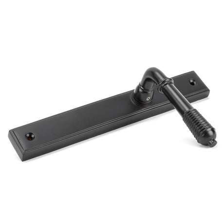 From The Anvil - Aged Bronze Reeded Slimline Lever Espag. Latch Set | Sku. 45427 | Trade Door Handles.