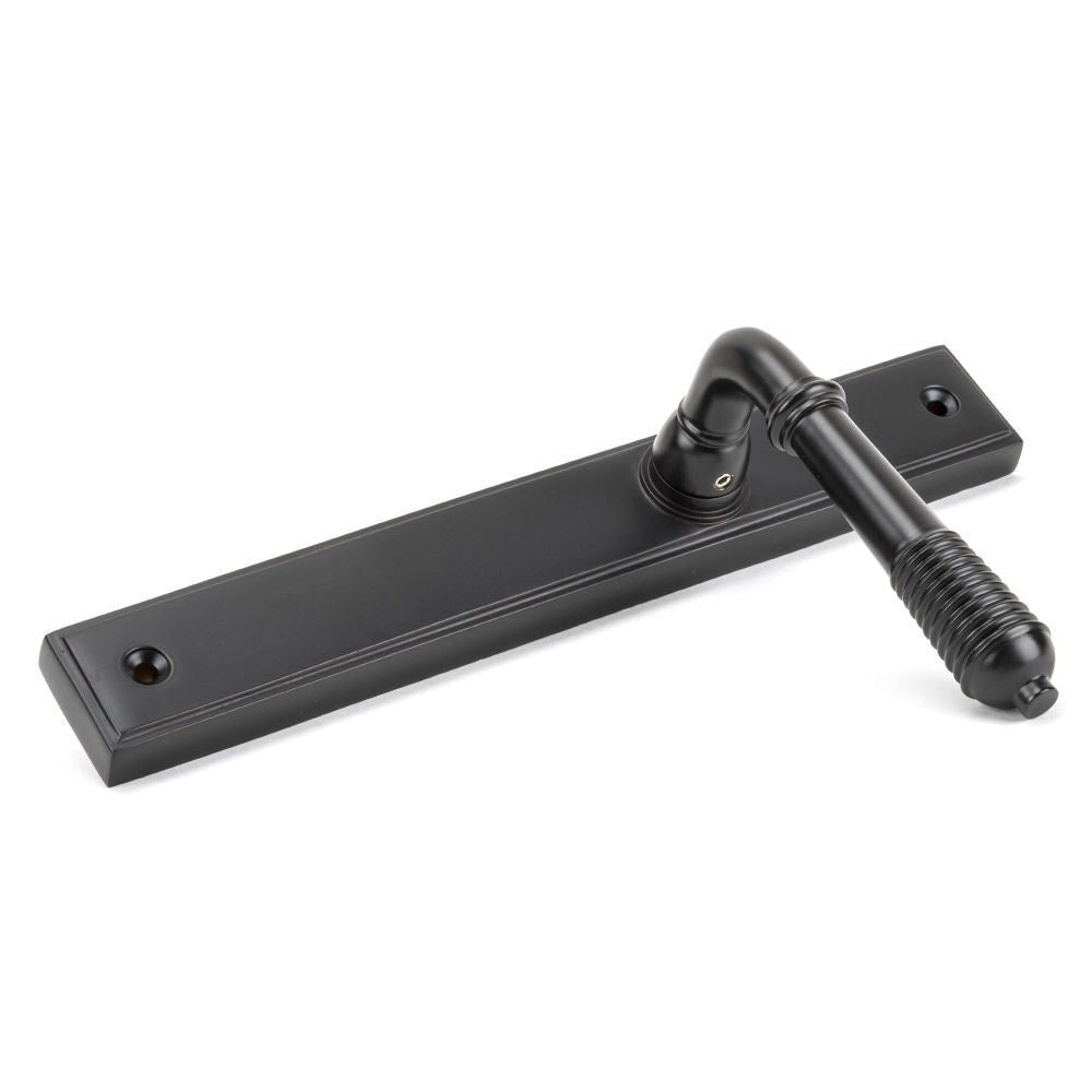 From The Anvil - Aged Bronze Reeded Slimline Lever Espag. Latch Set | Sku. 45427 | Trade Door Handles.