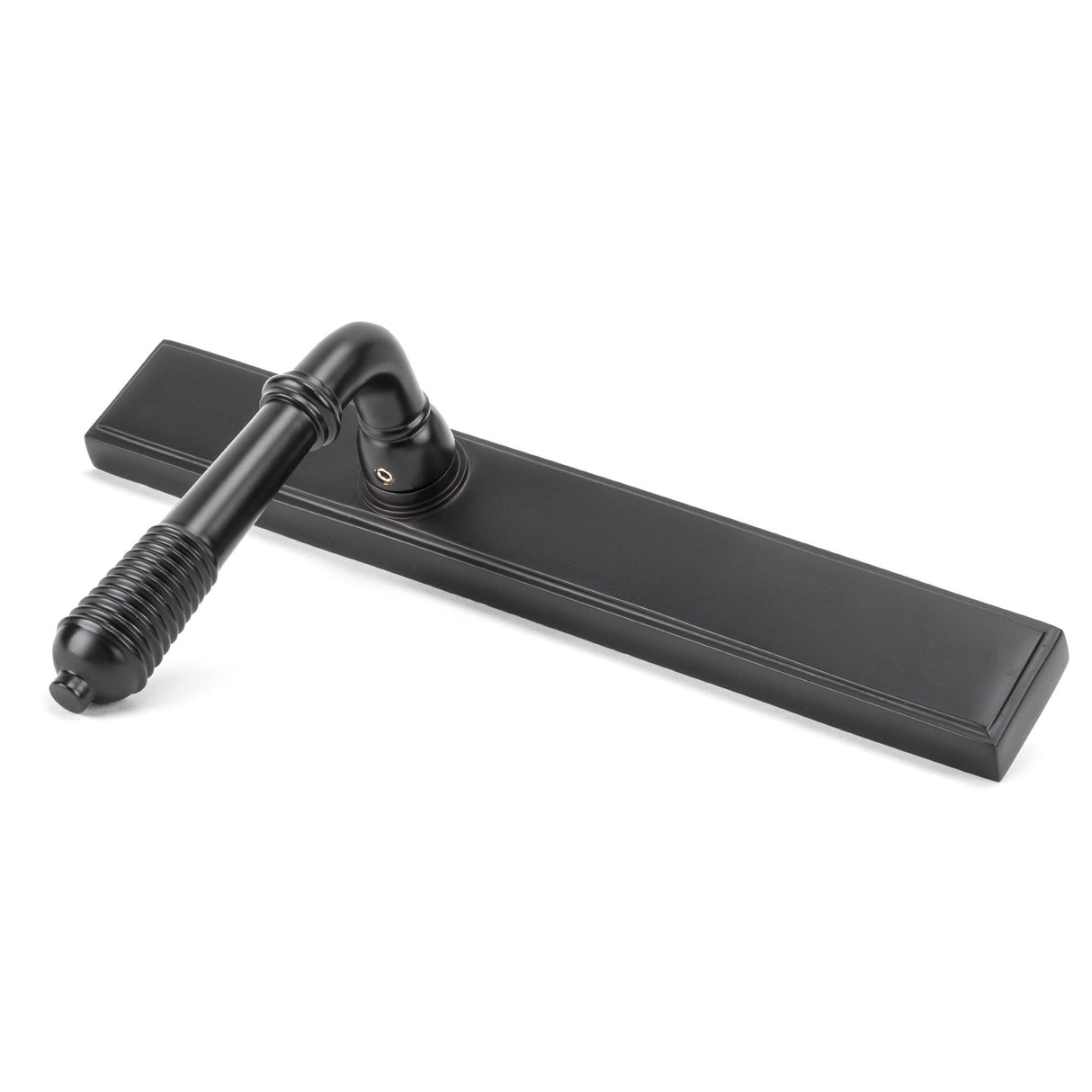 From The Anvil - Aged Bronze Reeded Slimline Lever Espag. Latch Set | Sku. 45427 | Trade Door Handles.